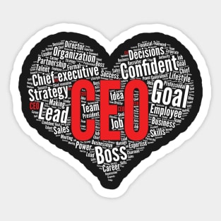 Chief executive CEO Business Founder Heart Shape Word Cloud graphic Sticker